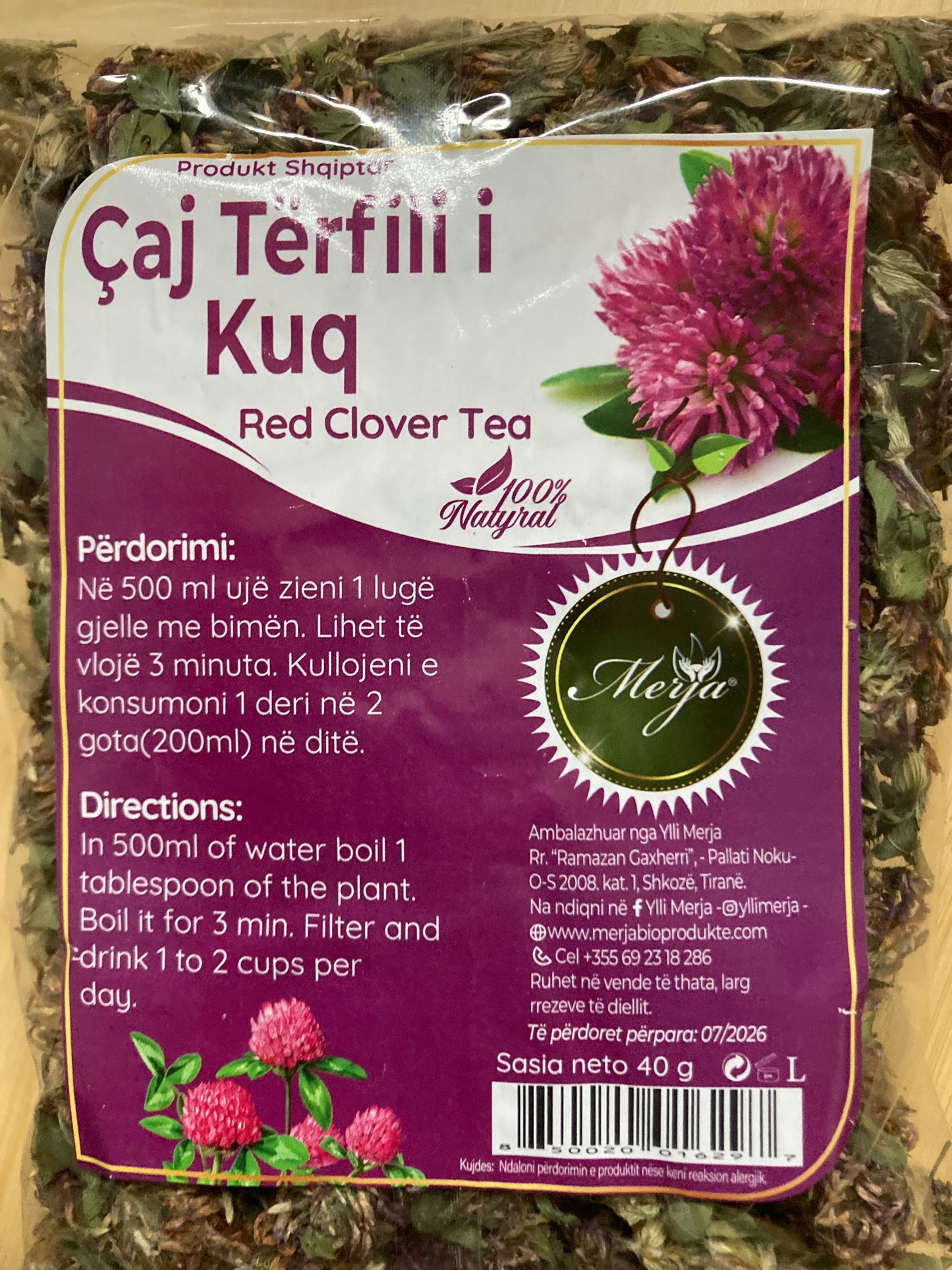 Caj Terfil i kuq (Trifolium pratense) 40 g