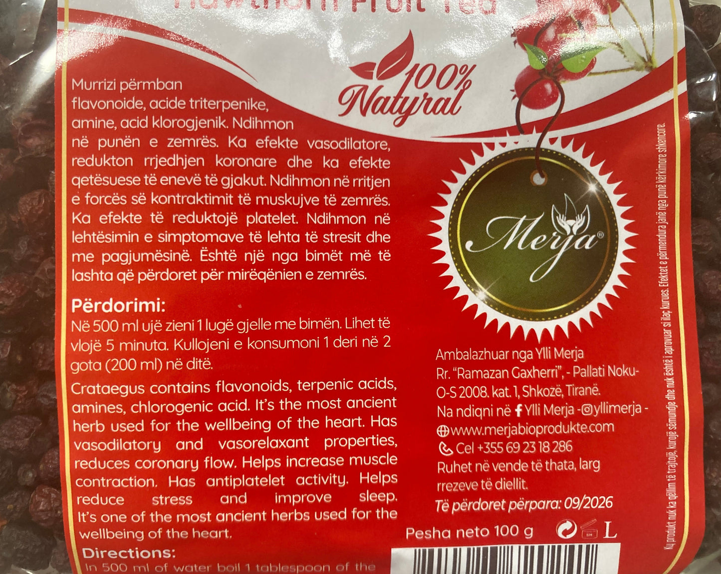 Crataegus monogyna / Caj Frut Murrizi 100 g