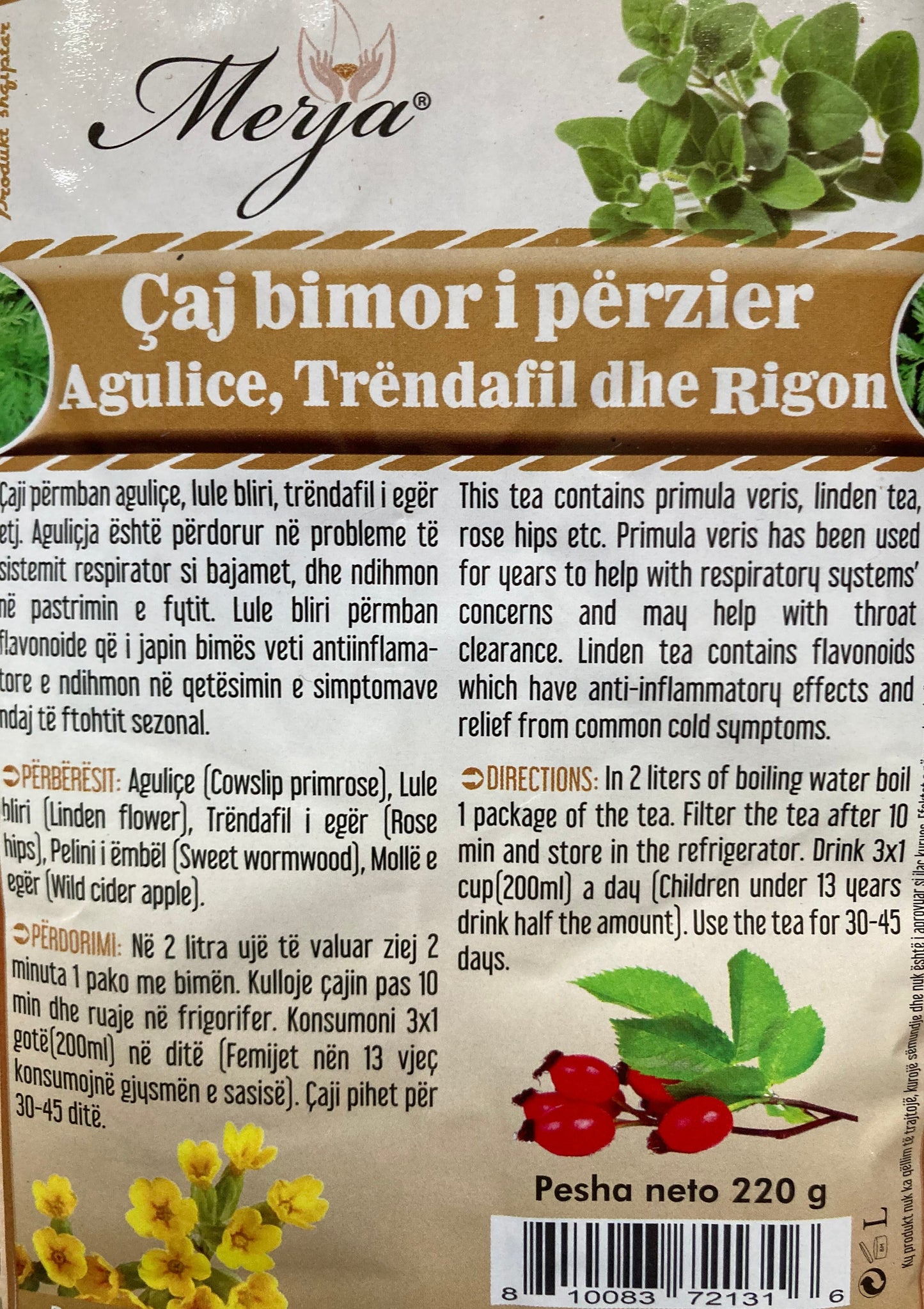 Caj bimor i perzier "Agulice, Trendafil dhe rigon" 220 g